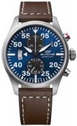 Glycine Herreklokke GL0357 Airpilot Chrono Blå/Lær Ø44 mm