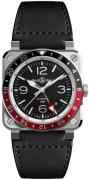 Bell & Ross Herreklokke BR-03-93-GMT Br 03-92 Sort/Lær