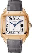 Cartier Herreklokke WGSA0028 Santos De Sølvfarget/Lær