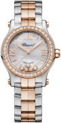 Chopard Dameklokke 278573-6021 Happy Sport Hvit/18 karat rosé gull