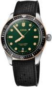 Oris Herreklokke 01 733 7707 4357-07 4 20 18 Diving Grønn/Gummi Ø40