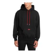 Ensfarget Logo Hoodie med Lomme