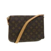 Pre-owned Brunt lerret Louis Vuitton Musette Tango