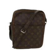 Pre-owned Brunt lerret Louis Vuitton skuldervesker