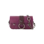 Krokodillepreget skinn crossbody-veske