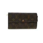 Pre-owned Brunt lerret Louis Vuitton lommebok