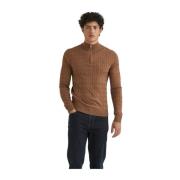 Beige Merino Cable John Zip Sweater