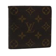 Pre-owned Brunt lerret Louis Vuitton lommebok