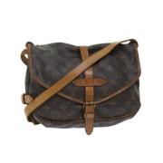 Pre-owned Brunt lerret Louis Vuitton skuldervesker