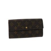 Pre-owned Brunt lerret Louis Vuitton lommebok