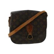 Pre-owned Brunt lerret Louis Vuitton skuldervesker