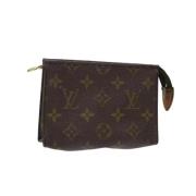 Pre-owned Brunt lerret Louis Vuitton toalettlomme