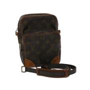 Pre-owned Brunt lerret Louis Vuitton skuldervesker