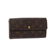 Pre-owned Brunt lerret Louis Vuitton lommebok