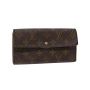 Pre-owned Brunt skinn Louis Vuitton lommebok