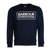 Marinebl? Sweatshirt med Stort Logo - Klassisk Stil