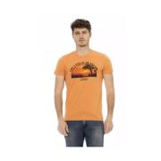 Oransje Bomull T-skjorte for Menn