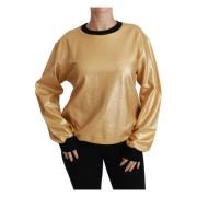 Gull og Svart Bomull Crewneck Sweater