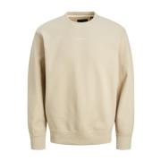 Beige Jack Jones Jprbladavid Structure Sweat Crew Neck Genser