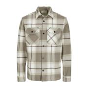 Beige Jack Jones Jprroy Check Overshirt Skjorte