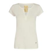 Troy Tee Ss Ecru - Kvinner Basic T-skjorte