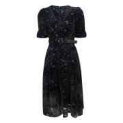 Mia Velvet Burnout Dress - Black