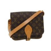 Pre-owned Brunt lerret Louis Vuitton Cartouchiere