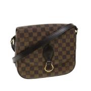 Pre-owned Brunt lerret Louis Vuitton skuldervesker