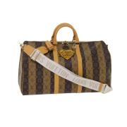 Pre-owned Brunt lerret Louis Vuitton Keepall