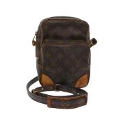 Pre-owned Brunt lerret Louis Vuitton skuldervesker