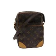 Pre-owned Brunt lerret Louis Vuitton skuldervesker