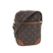 Pre-owned Brunt lerret Louis Vuitton skuldervesker