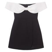 Crepe Bow Mini Dress - Black