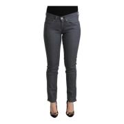 Gray Cotton Low Waist Skinny Denim Jeans
