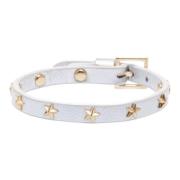 Leather Star Stud Bracelet Silver Metallic