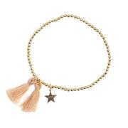 Metal Bead Bracelet W/Tassel Camel