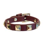 Leather Stud Bracelet Maroon