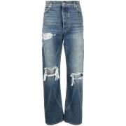 Blå Denim Jeans med Distinkte Sømmer