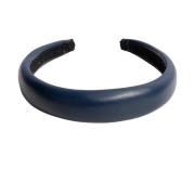 Leather Hair Band Broad Navy Blue