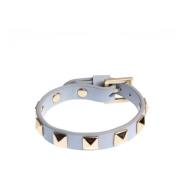 Leather Stud Bracelet Dusty Blue