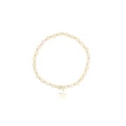 Stone Bead Bracelet 4 MM W/Gold Beads Yellow Jade