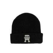 Blå Strikket Beanie med Logo