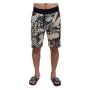 Multifarget Bomull Bermuda Shorts, Trykt Design, Luksus Stil
