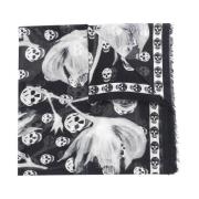 Sort Skjerf med Skull Print