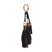 Leather Twin Tassel Black W/Gold