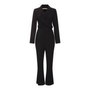 Sort Wrap-Effekt Jumpsuit med V-Hals