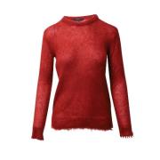 Klassisk Mohair Rød Crewneck Genser