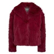 Burgunder Faux Fur Jakke