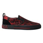 Røde Svarte Leopard Loafers Sneakers Sko