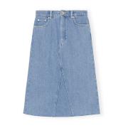 Blå Ganni Blått Heavy Denim Midi Skirt Skjørt